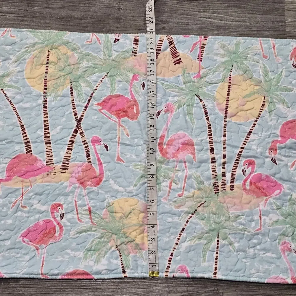 Tropical Pink Flamingo Quilted Pair of King Tie Back Pillow Cases